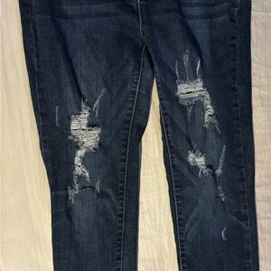 Judy Blue Dark Wash Distressed Skinny Jeans